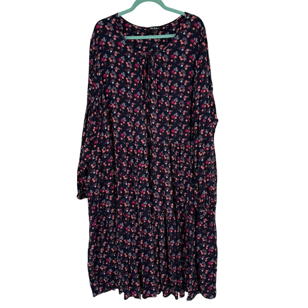 Ulla Popken size 28/30 NWT! Navy Blue with Pink Floral Boho Hippie Dress